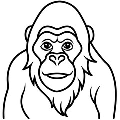 Simple Orangutan Outline Vector Illustration