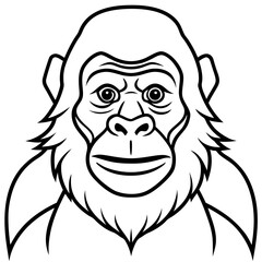 Simple Orangutan Outline Vector Illustration