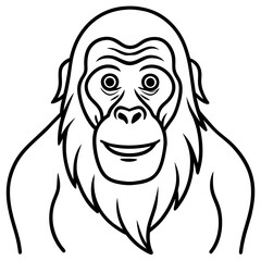 Simple Orangutan Outline Vector Illustration