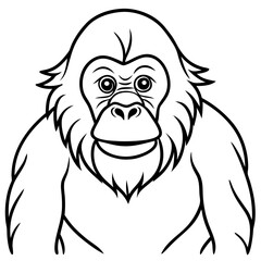 Simple Orangutan Outline Vector Illustration