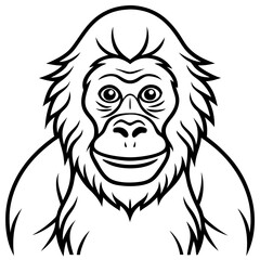 Simple Orangutan Outline Vector Illustration