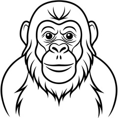 Simple Orangutan Outline Vector Illustration