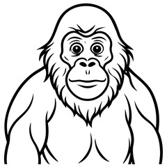 Simple Orangutan Outline Vector Illustration