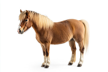 Obraz premium a brown horse standing on top of a white floor