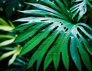 tropical foliage green leaves background