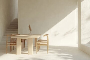 Minimalist dining area bathed in natural light