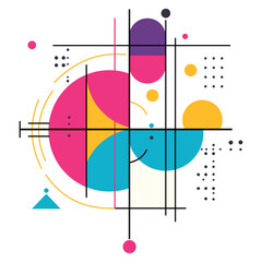 Obraz premium Colorful Abstract Geometric Background with Lines and Circles Vector Illustration