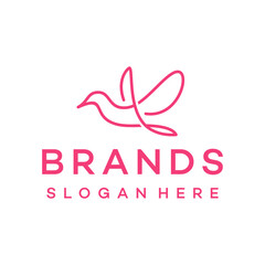 bird line art logo design vector stock template illustration