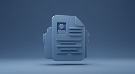 3D Render of Stacked Resume Documents on a Blue Background AI Generated