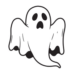 Halloween boo smiling  line art vector illustration