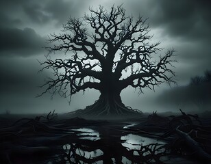 spooky tree in the night