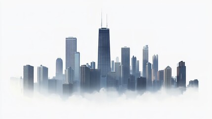 Majestic Chicago skyline emerges from clouds a breathtaking cityscape view with dramatic lighting