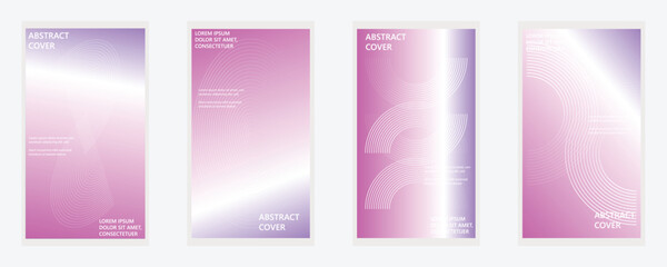 Fototapeta premium Modern gradient poster background vector set. Minimalist cover template geometric prism shapes. wall art for interior, Ideal design for social media, cover, banner, flyer design