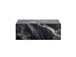 Elegant black marble box with a sleek design and subtle patterns, perfect for storage or decoration. Crystal Gem Concept.