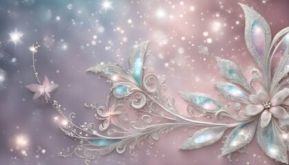 ornate silver flower with sparkling accents background 
