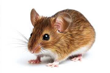 a brown mouse with a white face and long legs