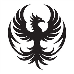 Obraz premium phoenix bird silhouette vector illustration on white background