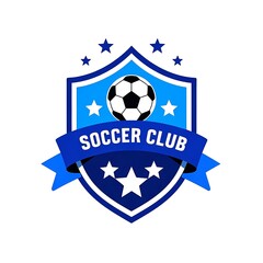 Blue Soccer Club Logo with Ball and Star