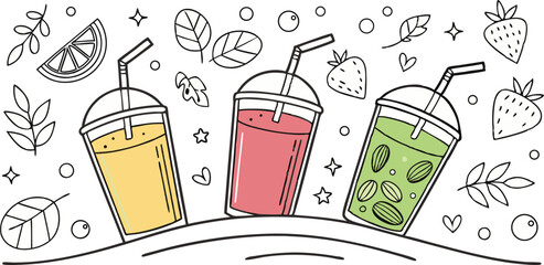 Refreshing Summer Fruit Smoothies Strawberry, Orange, and Mint