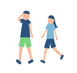 半袖を着た男女のイラスト