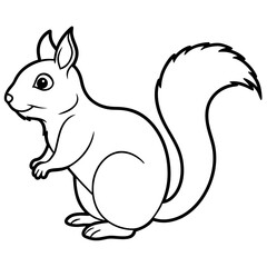 Simple Squirrel Outline Vector Art
