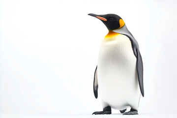 Obraz premium a penguin standing on a white surface with a white background