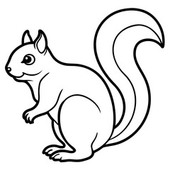 Simple Squirrel Outline Vector Art