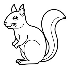 Simple Squirrel Outline Vector Art