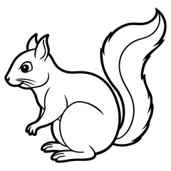 Simple Squirrel Outline Vector Art