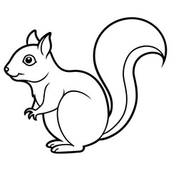 Simple Squirrel Outline Vector Art