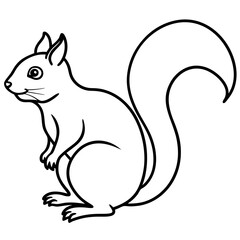 Simple Squirrel Outline Vector Art