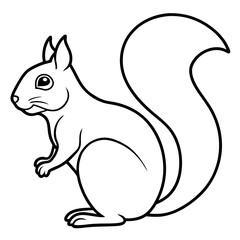 Simple Squirrel Outline Vector Art
