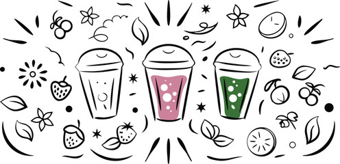 Refreshing Fruit Smoothies Strawberry, Green, and Berry Drinks