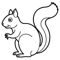 Simple Squirrel Outline Vector Art