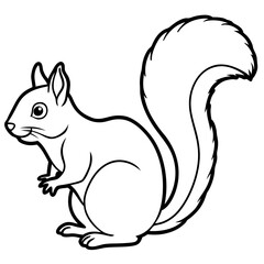 Simple Squirrel Outline Vector Art