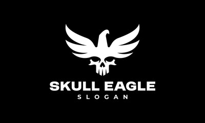 skull with eagle logo vector illustration, logo template