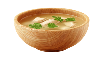 Chicken soup recipe homemade healthy bowl broth parsley delicious food isolated on transparent background