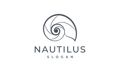 nautilus logo vector illustration, seashell logo template
