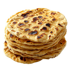 Stack of freshly baked flatbreads with charred spots