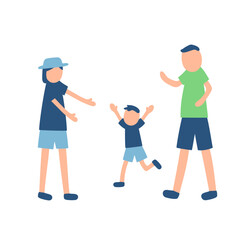 Fototapeta premium 半袖を着た家族のイラスト