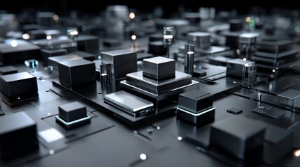 Obraz premium A soft muted surface features sleek styling with embedded futuristic tech patterns