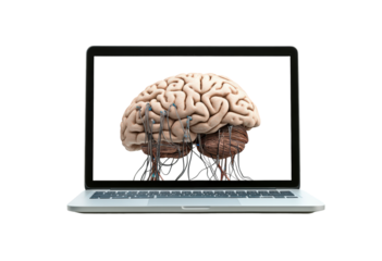 rain illustration displayed on a laptop screen isolated on transparent background