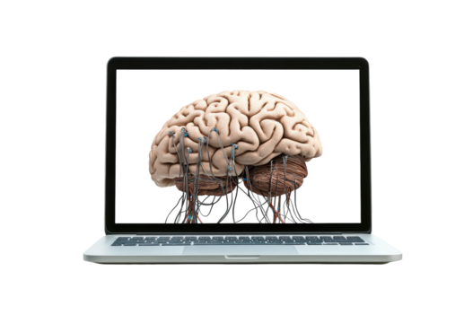 rain illustration displayed on a laptop screen isolated on transparent background - Powered by Adobe