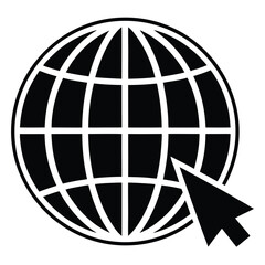 Global Network Symbol With Cursor Pointing For Internet Access And Connectivity