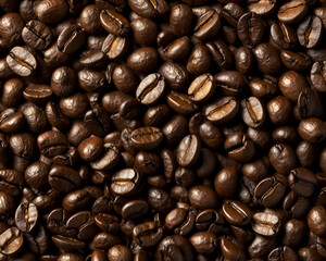 Obraz premium a pile of roasted coffee beans background
