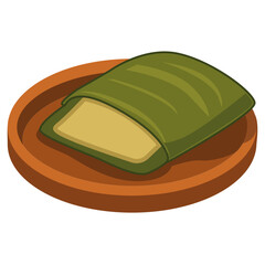 ‘Burasa’ traditional food from Makassar Indonesia in cartoon illustration style