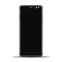 Black Mobile Phone Isolated On White Background With Shadow Illustration Vector