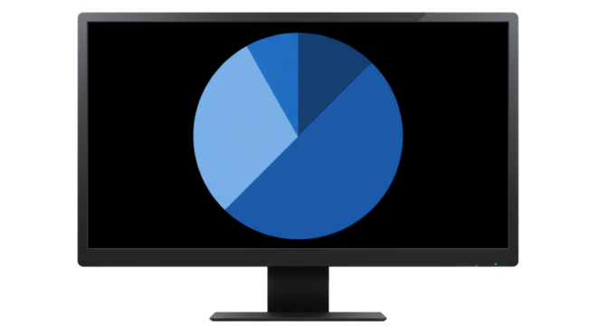 Isolated Computer Monitor Displaying Pie Chart