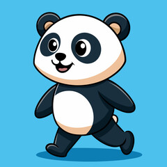 Adorable Cute Panda Walking Vector Illustration | Kawaii Animal Clipart for Kids & Design Projects
