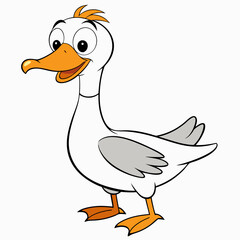 Cartoon Goose Vector Illustration on White Background – Cute Animal Art, Funny Bird Clipart